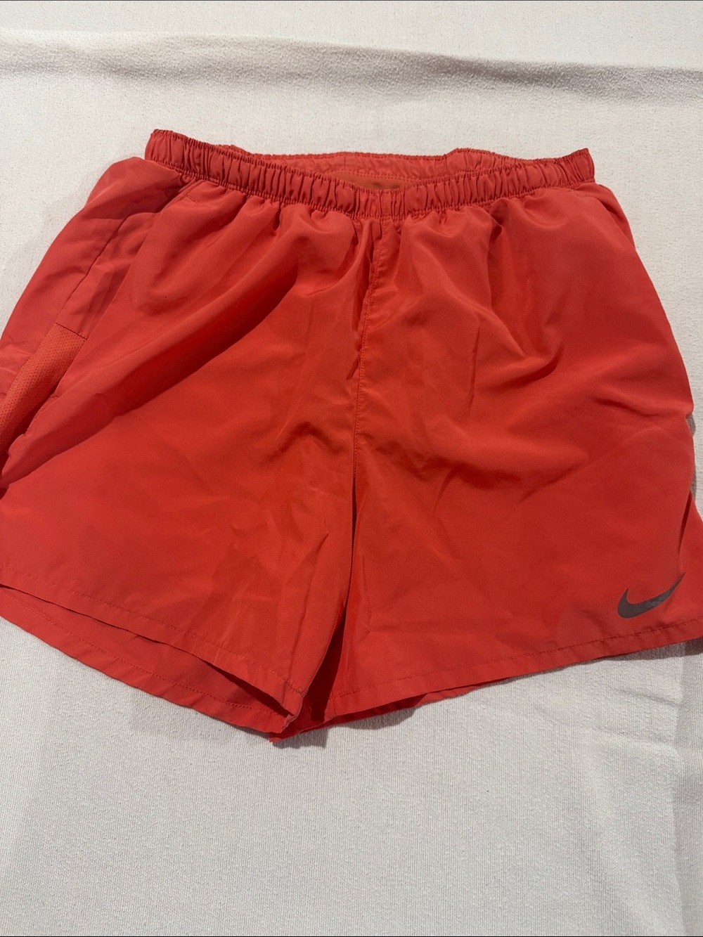 Nike Men's Athletic Shorts in Bright Red with Black Swoosh